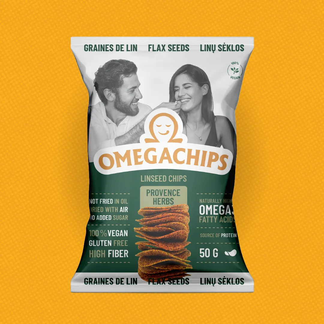 Omegchips flaxseed chips in Provance Herbs flavour